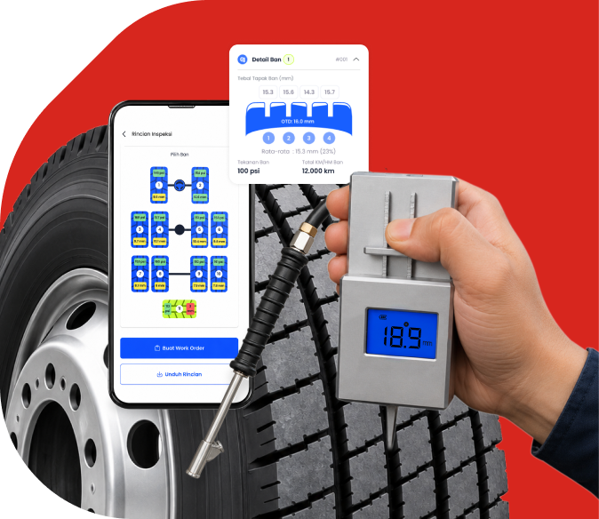 Virtus DTP029 2-in-1 Digital Tyre Gauge connected to DigiSpect Tyre App